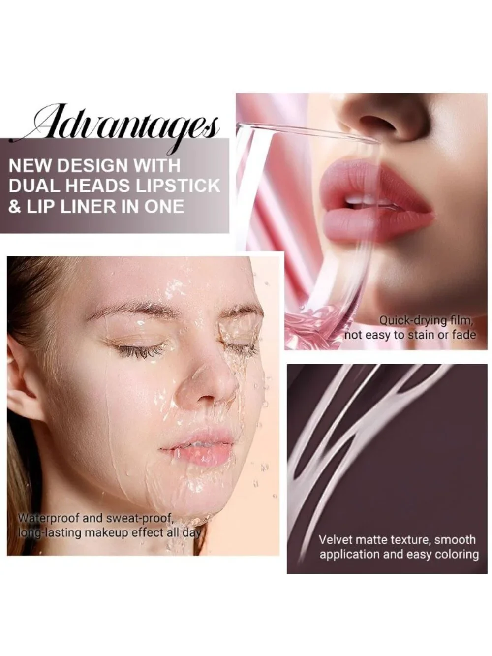 04#-Deep Brown 2-in-1 Waterproof Long Lasting Double-Ended Matte Liquid Lipstick